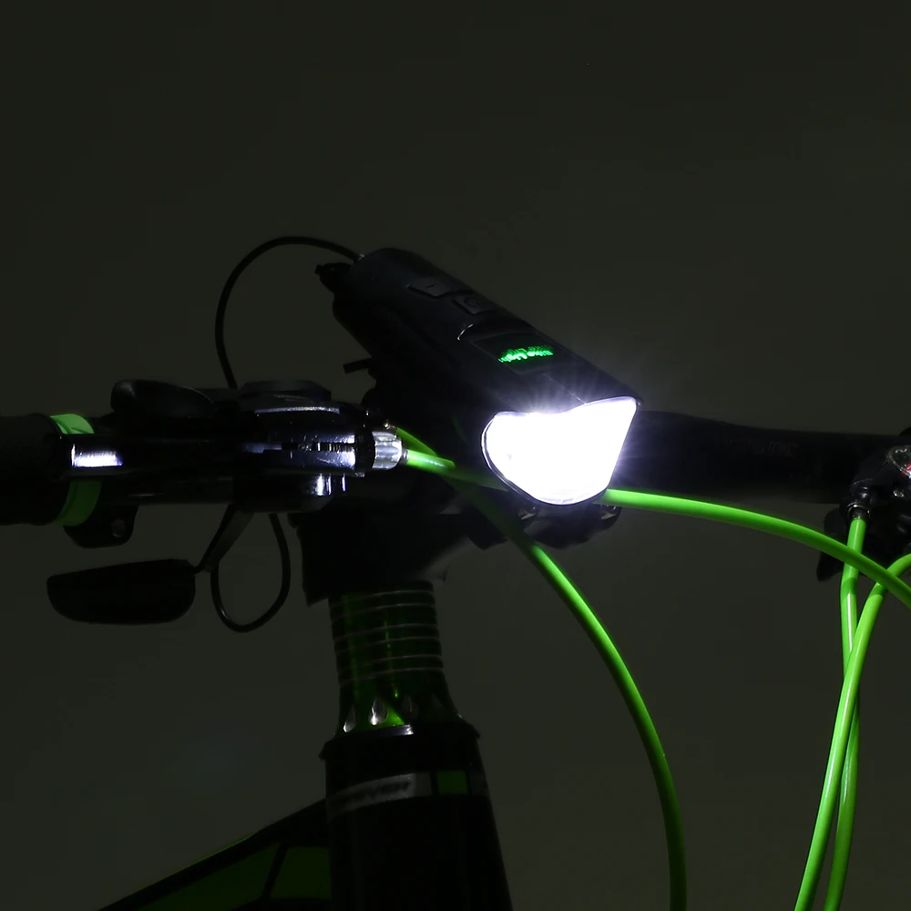 Discount Waterproof Bicycle Light Rechargeable LED Front Light Bike Head Lamp With Loud Bell Warning Horn Light Flashlight for Bicycle 9