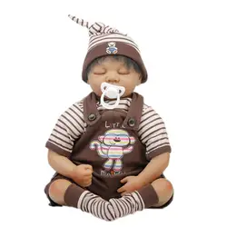 SanyDoll 22 дюймов см 55 см baby reborn силиконовые куклы, прекрасный плечо брюки для девочек спальный подарок к празднику