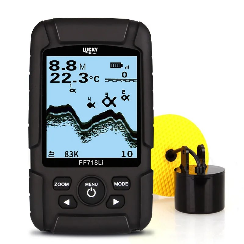 محظوظ FF718LiD-T الحقيقي للماء صياد السمك 200 KHz/83 KHz المزدوج سونار تردد 100 M كشف المعطي اللغة عمق كشاف جهاز الإنذار