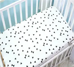 Детская кровать Лист плоский детские резиновые ремень матраса кроватка лист из хлопка с принтом Классические черные и белые детские