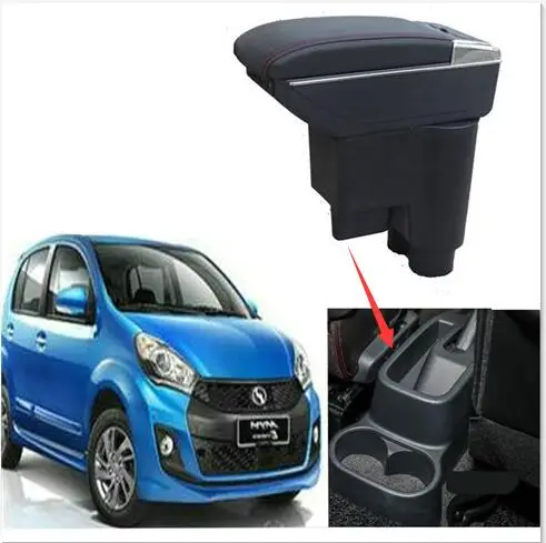 

For Perodua Myvi Armrest Box Perodua Myvi Mk2 2011-2017 Universal Car Central Armrest Storage Box cup holder ashtray accessories