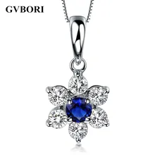 GVBORI 0.2ct натуральный сапфир или Рубин драгоценный камень с Алмазный Подвеска изящных Ювелирные изделия с алмазами подарок на день Святого Валентина