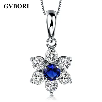 

GVBORI 0.2ct Natural Sapphire Or Ruby Gemstone With Diamond Pendant Fine Diamond Jewelry Valentine Gift