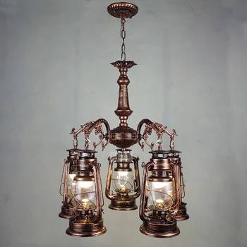 

European vintage industrial style retro Iron kerosene pendant lights cafe bar restaurant living room lamp