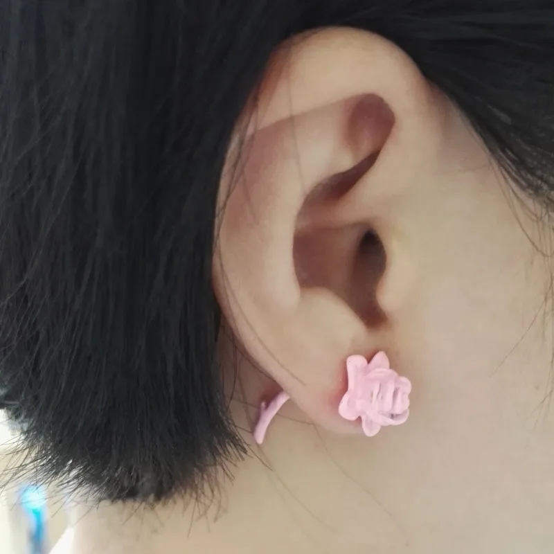 

Hot Asian Puncture Earrings Three-dimensional Rose Puncture Earrings New 4 Colors Compact and Flexible Three-dimensional S108