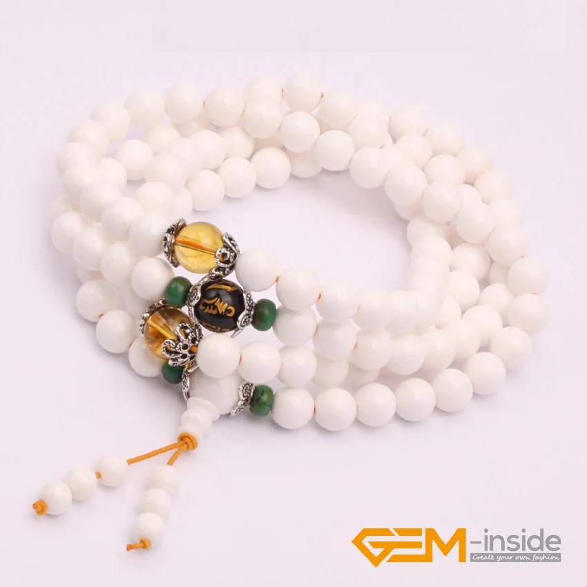

6mm 8mm Natural Tridacna (Shell) Bracelet Prayer Buddha Mala Bracelet Necklace The Seven Treasures Of Buddhism Free Shipping