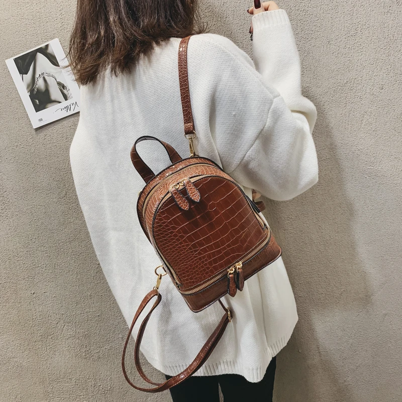 

Fashion Women alligator 2019 Backpack Mini student Soft Touch Multi-Function Small Backpack Female Ladies Shoulder Bag female