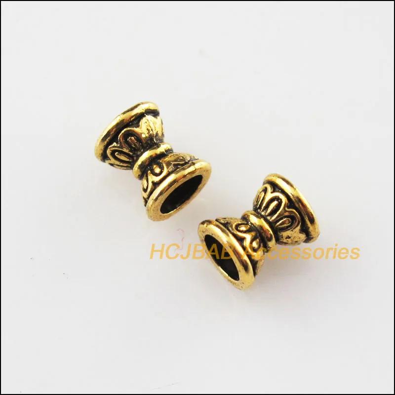 

40Pcs Antiqued Gold Tone Flower Spacer Beads End Caps 6.5mm