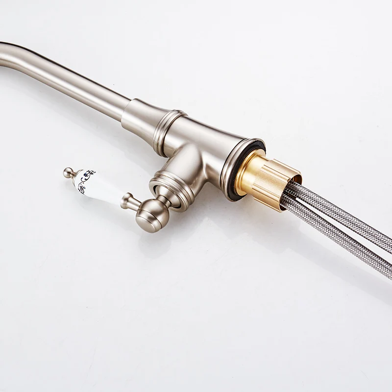 Fapully Chinese Kitchen Faucet Brushed Nickel Ceramic Handle White Flower Painted Deck Mounted Water Tap Rotation Mixer 170-33N Fapully Chinese Kitchen Faucet Brushed Nickel Ceramic Handle White Flower Painted Deck Mounted Water Tap Rotation Mixer 170-33N