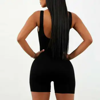 

Solid Romper Sleeveless Streetwear Female Playsuits 2019 Summer Women Bodycon Playsuits