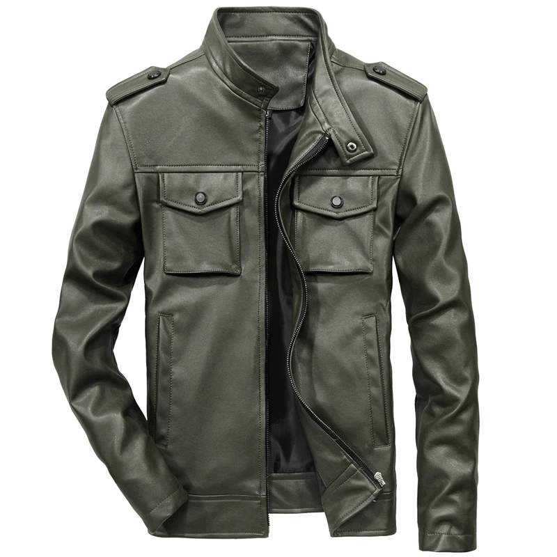 

Windbreaker Jacket Men Casual Pocket PU Leather Jackets jaqueta masculino mens streetwear Biker Motorcycle faux leather coats