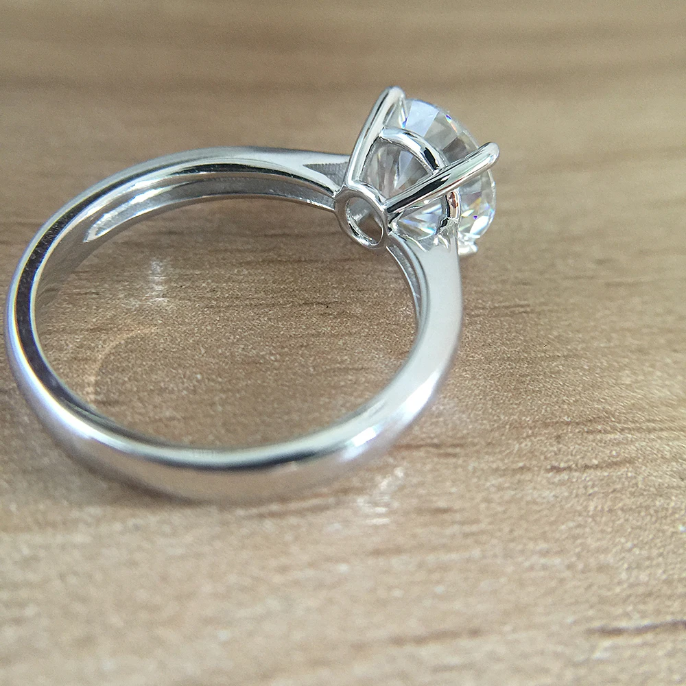 Серебряное кольцо с платиновым покрытием DF 1 0ct 6 5 мм круглое ограненное Moissanite