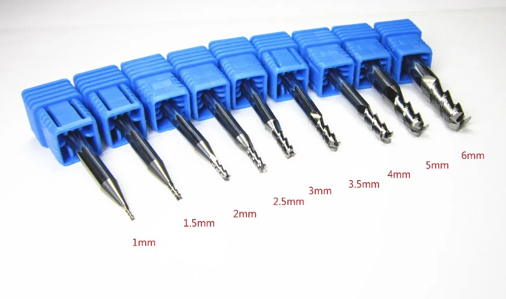 1mm 1.5mm 2 2.5mm 3 3.5mm 4MM 5 6MM HRC55 carbide end mills 3 flute for aluminum