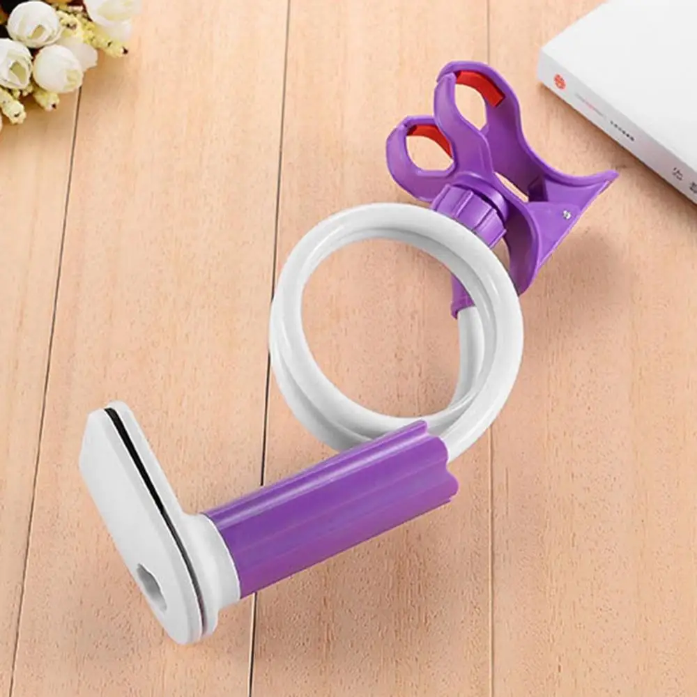 360 Вращающийся гибкий держатель для мобильного телефона с длинными ручками, Настольный кронштейн для кровати, подставка для мобильного телефона для iPhone iPad samsung Redmi - Цвет: Purple
