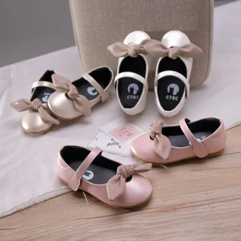 

New Girls Shoes Sweet Princess Shoes Lovely Bowknot Dancing Shoes Solid Color Kids School Shoes Hook Loop Chaussure Enfant Fille