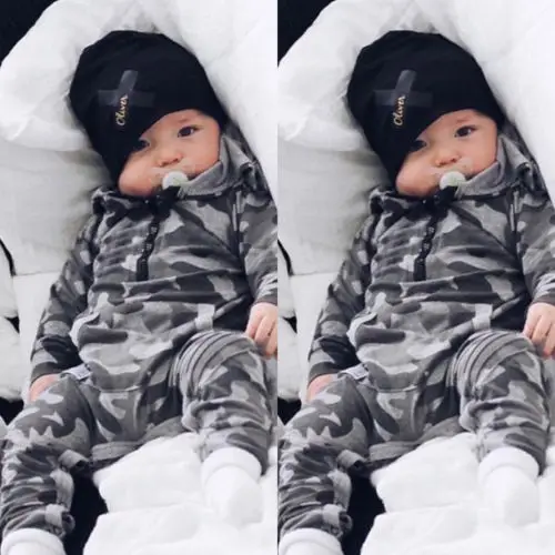 

Pudcoco New Style Spring&Fall Long Camo Romper Baby Boy Long Sleeve Hooded Jumpsuit Warm Newborn Sleepwear Clothes Outfit