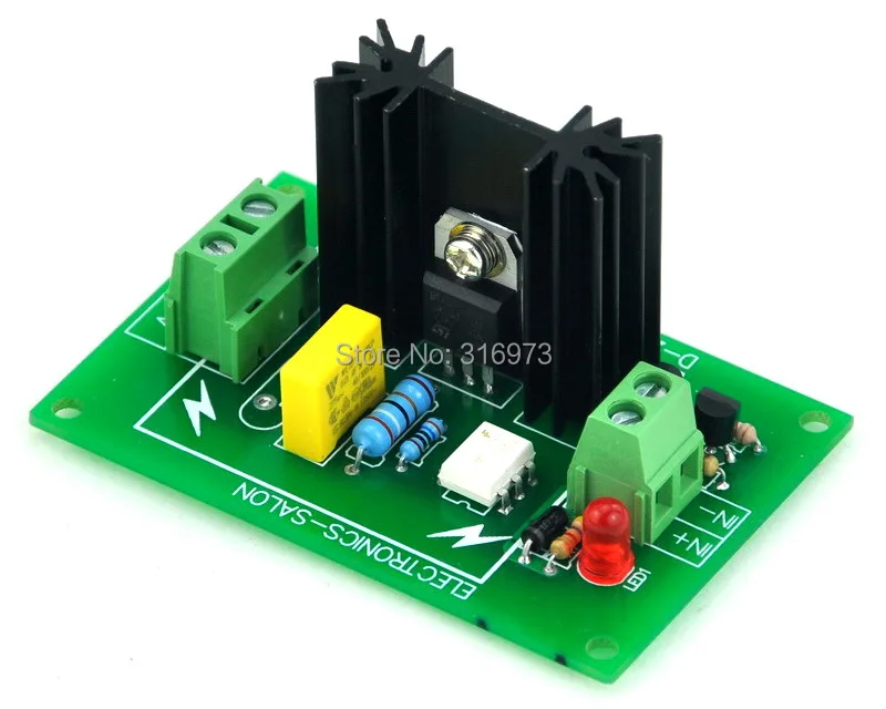 

One Channel 6A SSR Module Board, in 4~32VDC, out 100~240VAC, Solid State Relay.