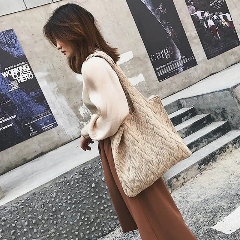 Autumn New Women Fahsion Straw Bags INS Popular Female Exquisite Handbag Large Lady Holiday Weave Shoulder Bag Knit Bolsa SS3399 (5)