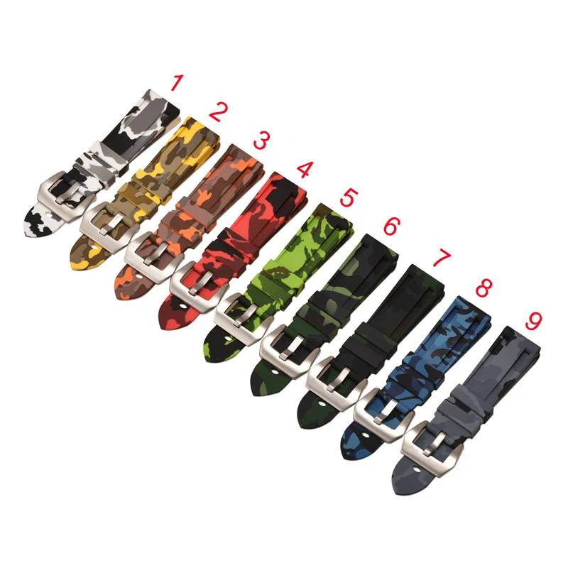

22 24mm Top Silicone Multi Color Wristband Watchband Exchange Strap Watch Band Replacement Loop With Pin Buckle