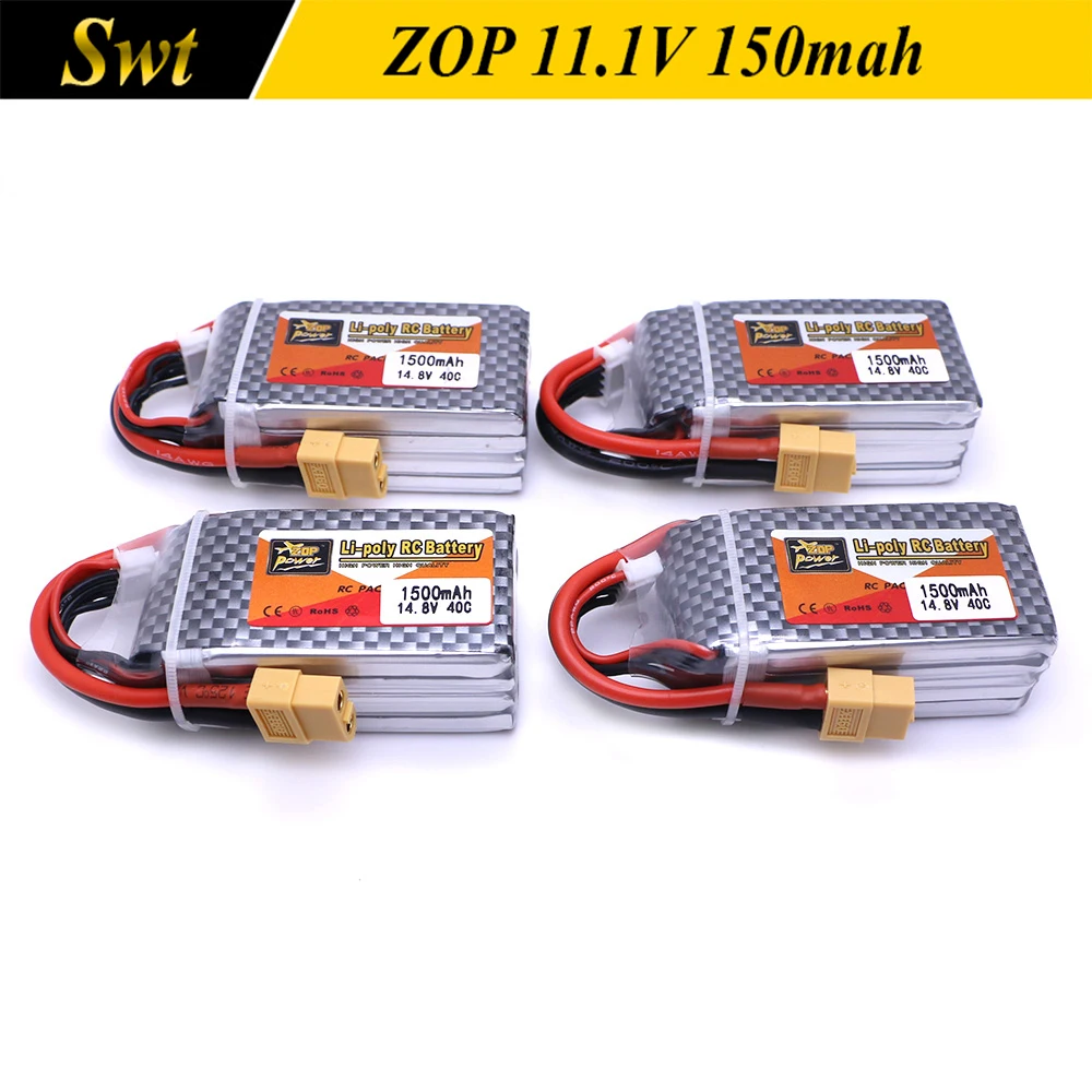 

4pcs ZOP Power 14.8V 1500mAh 4S 40C Lipo Battery XT60/ T Plug Rechargeable Battery