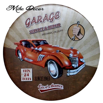 

[ Mike Decor ] Garage Service Last Chance Circular sign painting Retro Gift Craft Metal Plaque Room decor YA-943