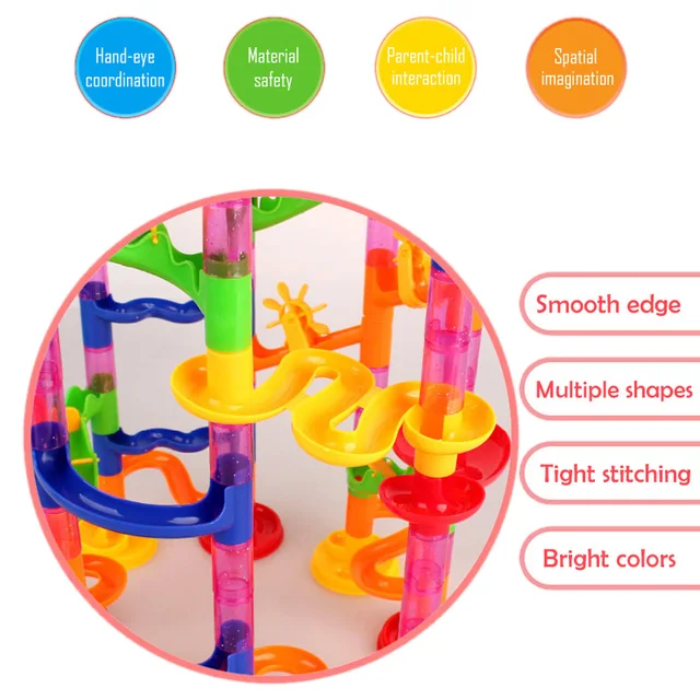 29/50/74/80/91/105Pcs Marble Race Run Building Blocks Toys Tubular Track Maze Ball Rolling Toy Children DIY Toy Blocks Kids Gift 2