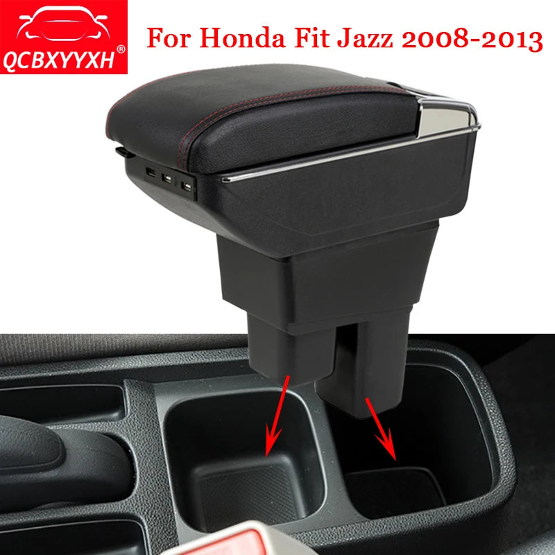 

QCBXYYXH Car Styling ABS Armrest Box Center Console Storage Box Holder Case Decoration Accessories For Honda Fit Jazz 2008-2013