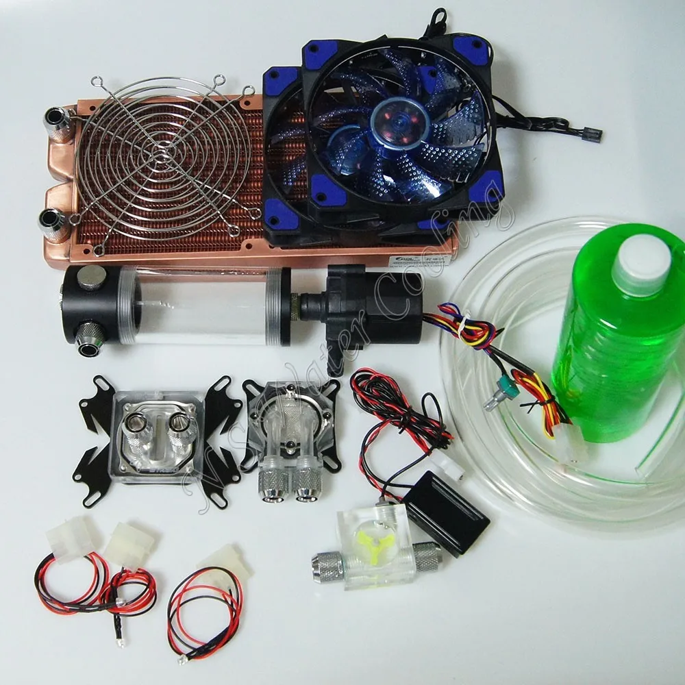 Water Cooling Kit CPU GPU 240 Copper Radiato Flow Meter Water Pump with