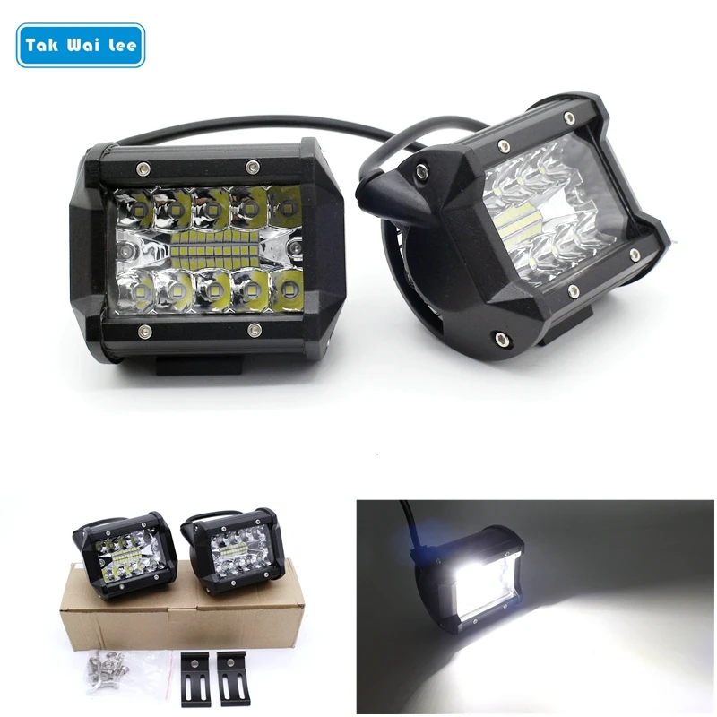 

Tak Wai Lee 2Pcs 4Inch 60W 3800LM 3 Rows LED Work Light Bar Driving Truck SUV IP68 DC910-32V Spot Beam Car Fog Day Lamp Styling