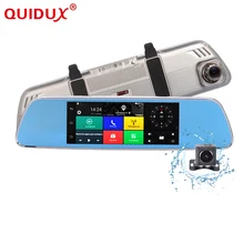 QUIDUX 3G GPS navigation Car DVR Mirror Video Camera 7" Android 5.0 Dash cam 16GB Quad core HD 1080P Video Recorder Dual Lens(China)