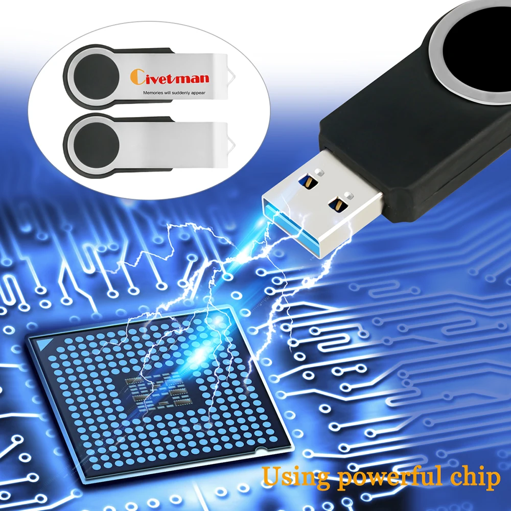 Civetman USB флеш-накопитель 32 ГБ вращающийся металлический USB 3,0 флеш-накопитель 128 г флеш-накопитель высокоскоростной usb-флеш-накопитель 64 ГБ флеш-накопитель