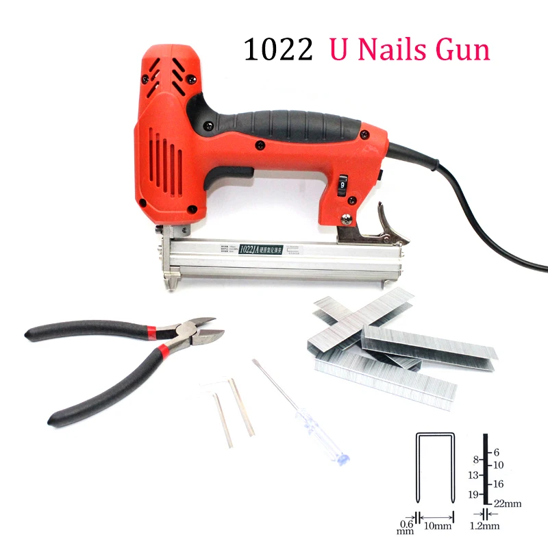 

Framing Tacker 1022J U Nails Gun Electric Staple Gun With 300Pcs Nails 220V Electric Power Tools For Woodworking Hand Tools