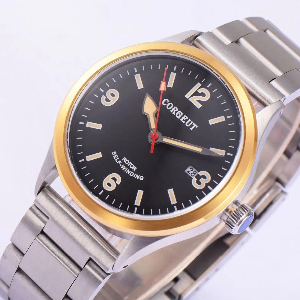 

41mm Corgeut Luxury Top brand stainless steel Case Black Dial Date 20ATM Japan Miyota 8215 Automatic Men Mechanical wristwatch