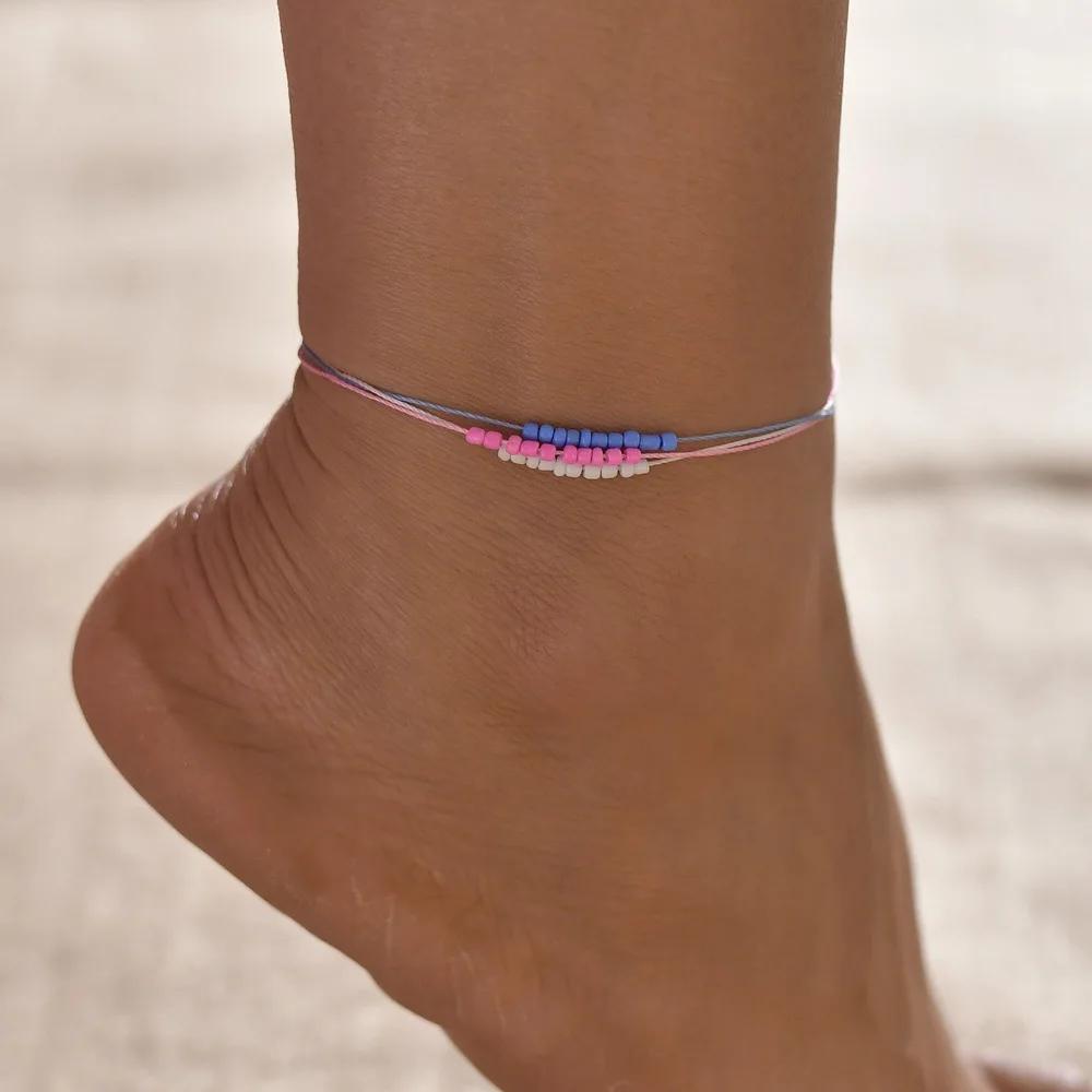 Многослойные ножные браслеты для женщин в богемном стиле с цветными бусинами, листьями, браслет на ногу,, сделай сам, ювелирные изделия в богемном стиле