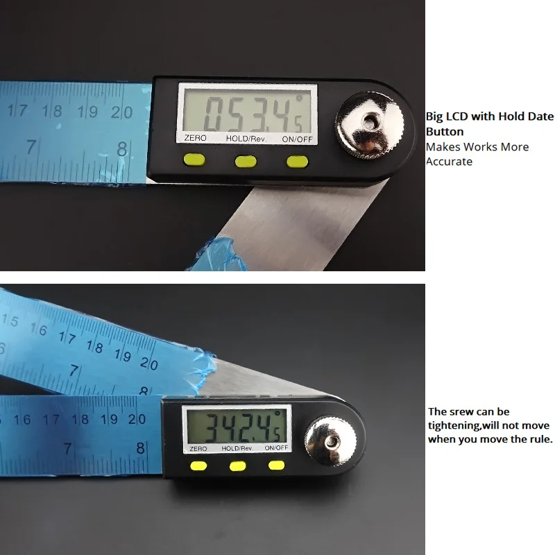 Digital Display Angle Stainless Steel Electronic Ruler For Woodworking Protractor Multifunction 360 Degrees