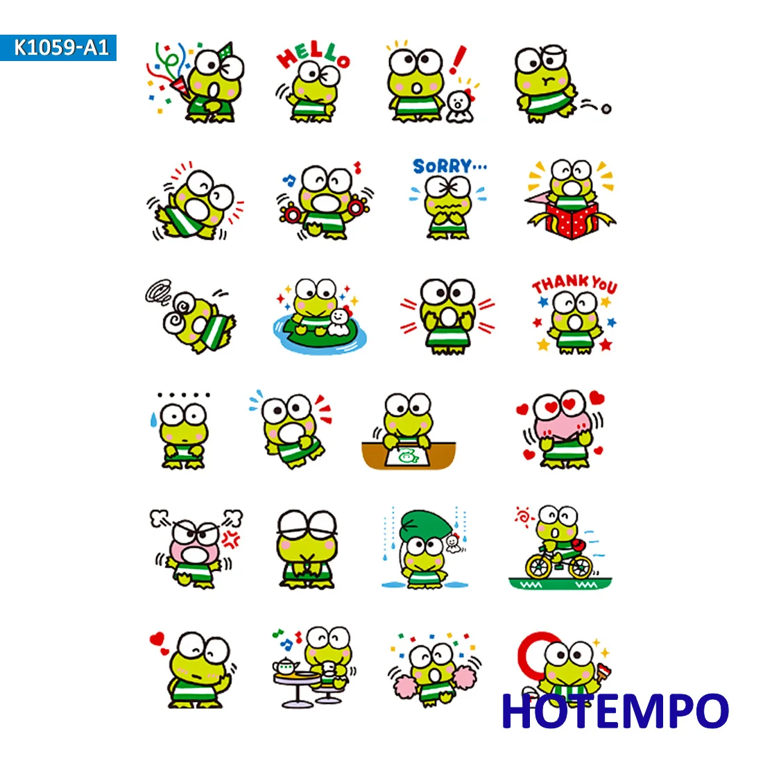 

Cartoon Kerokero Keroppi Sanrio Stickers for Girl Children Kids Gift DIY Letter Diary Scrapbooking Stationery Pegatinas Stickers