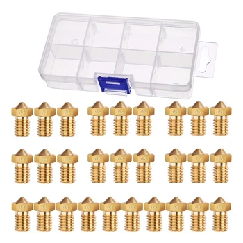 

28 Pieces M6 3D Printer Extruder Nozzle Print Head For E3D Makerbot 0.2 mm, 0.3 mm, 0.4 mm, 0.5 mm, 0.6 mm, 0.8 mm, 1.0 mm Wit