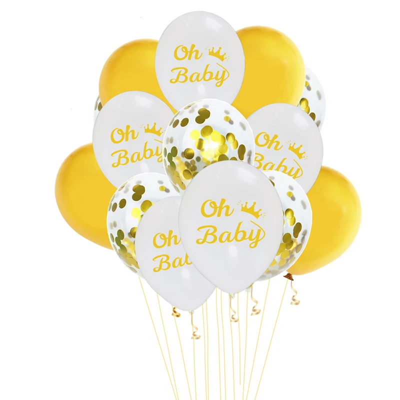Oh Baby Latex Balloons Gender Reveal Baby Shower Party Decoration Rose Gold Oh Baby Gold Glitter Banner Birthday Supplies