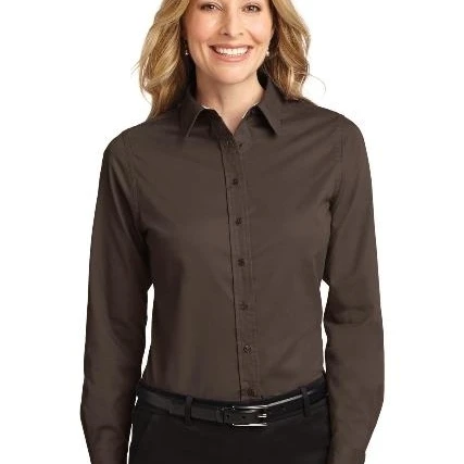 Port Authority L608 Ladies Long Sleeve Easy Care Shirt Coffee Bean & Light Stone - 5XL (1)