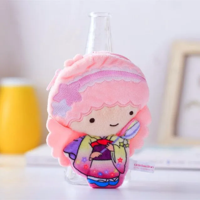 Мультфильм рисунок «Hello Kitty» с рисунками из мультфильма «My Melody» в персонажи Little Twin Stars плисовое портмоне и прикольной сумочкой Детский кошелек Kawaii сумка для ключей для подарки для детей - Цвет: 6