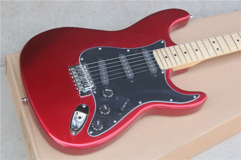 

Factory store metal red candy black pickups pickguard ST maple fretboard 6 string Electric Guitar Guitarra
