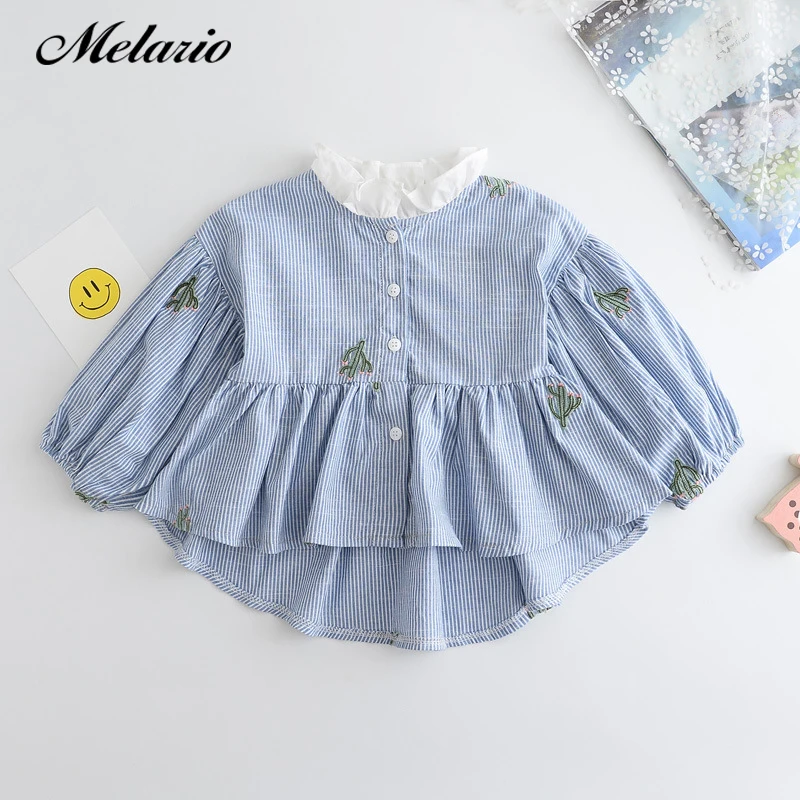 

Melario Girls Dress 2019 Kids Clothes Children Clothing Striped Flowers embroidery Swallowtail Dress Autumn PrincessDress