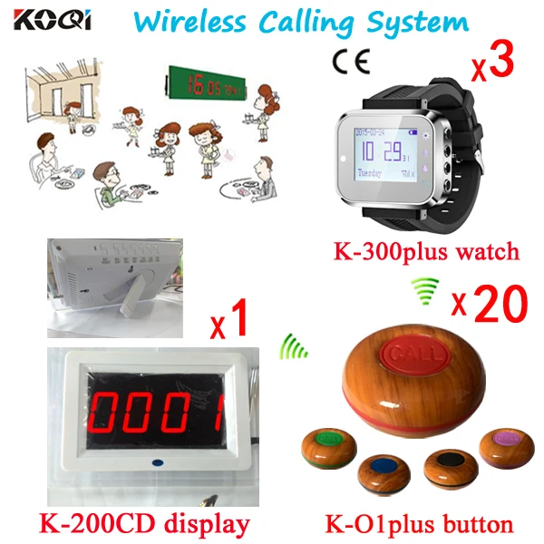 Wireless Waiter Call Pager Restaurant K-200CD Panel+K-300plus-black Watches Wrist+K-O1plus-red Wireless Waiter Call Pager Restaurant K-200CD Panel+K-300plus-black Watches Wrist+K-O1plus-red