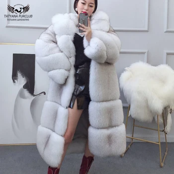 

Tatyana Furclub Real Fur Coat Winter For Women Natural Fox Fur Coat With Hood Fur Jacket Long Outwear Coats Luxury Top
