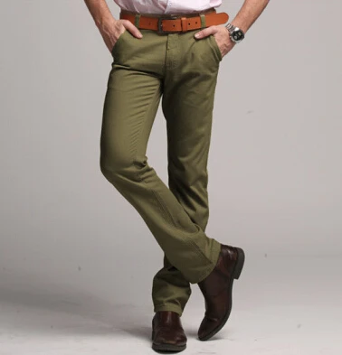 Брендовые повседневные брюки для мужчин платье брюки Mid полный Slim Fit костюм брюки поезд мужские s хаки брюки мужские хлопковые брюки плюс размер 38 - Цвет: Army Green