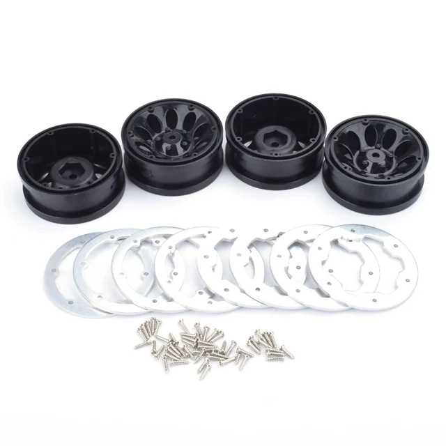 Cheap RC Car Rock Crawler 12mm Hex 1.9" Black Beadlock Wheel Rims for Rc Crawler D90 SCX10 TRX41/10 Axial SCX10 TAMIYA CC01 RC4W Tires
