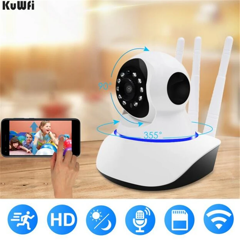 

KuWFi WiFi Camera With Night Vision Security IP Camera for Indoor Home Security Monitoring Via Pan/Tilt /Zoom Motion CCTV Camera