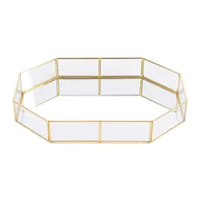 LUDA скандинавском стиле стекло медь геометрические корзины для хранения коробка простота Стиль Домашний Органайзер для ювелирных изделий ожерелье десертная тарелка