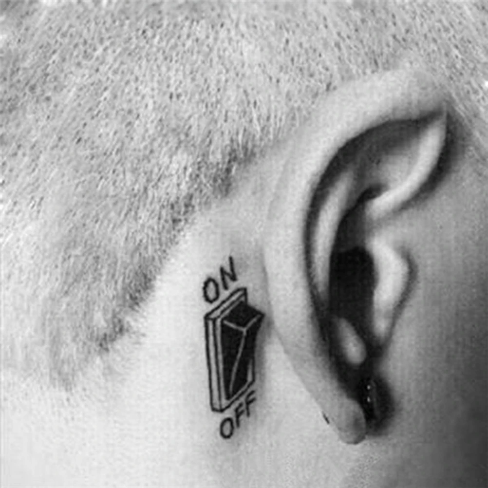 

Hot Sale 1Pc Creative ON-OFF Button Design 3D Waterproof Temporary Tattoos Sticker Water Transfer Fake Tattoo Stickers