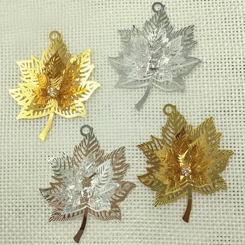 

45*35mm Fiigree Maple Leaf Pendant European Charms Vintage Hair Clasp Bu Yao Accessories DIY Crafts Jewellry Findings